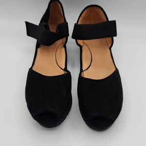 L'Amour Des Pieds Amadour Comfort Sandals 9W Black Suede Peep Toe Mary Janes